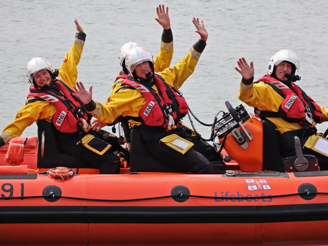 Littlehampton RNLI's volunteers wave to the crowds