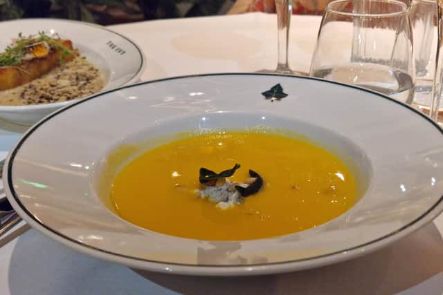 Roast pumpkin and butternut squash soup at The Ivy in the Lanes