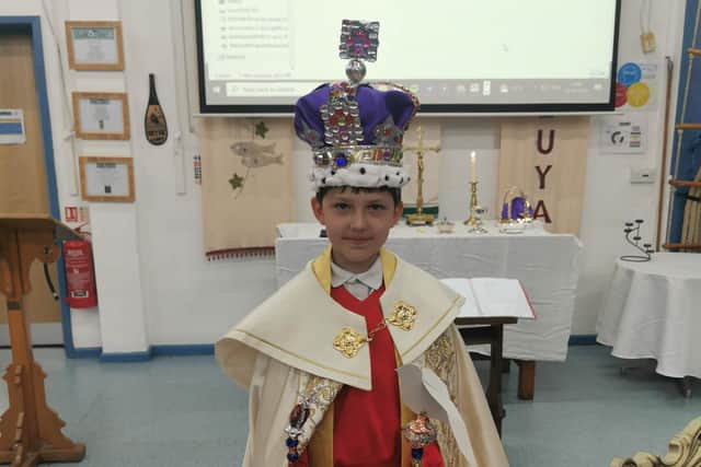Children from Arundel Church of England Primary School had a taste of royalty when they took part in a re-enactment of the Coronation of King Charles III