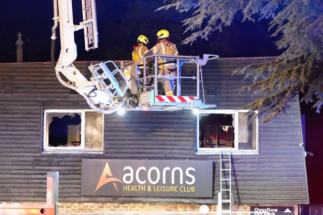 Firefighters at the scene at Acorns Health and Leisure Centre in Crawley. Picture: Sussex News and Pictures