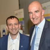 Tony Bloom (left) with Tim Cobb (right) at the OMS Fundraising Lunch held at the American Express Community Stadium in Brighton back in 2017. Picture from Simon Dack