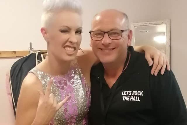 Annie Lennox and Pink tribute act, Stacy Green with event organiser Matt Deland