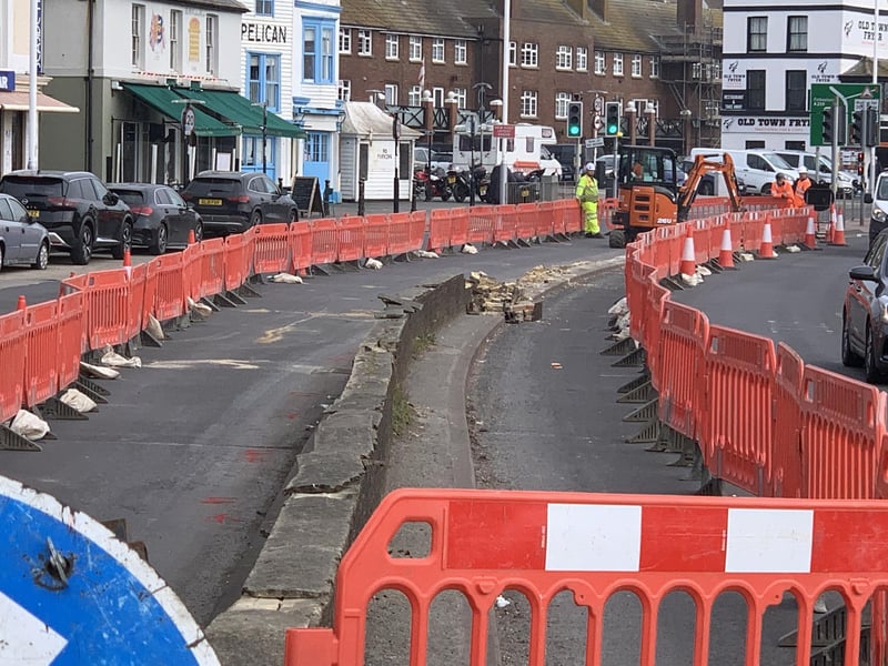 The wall in East Parade being removed