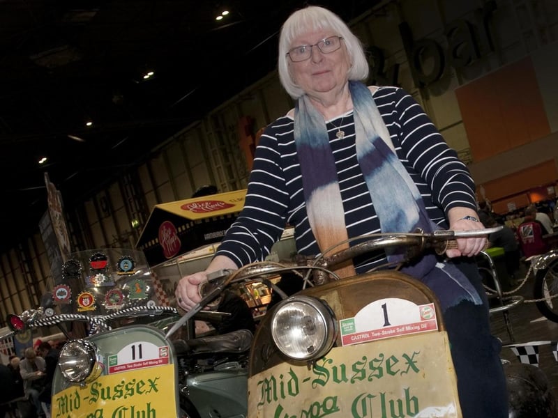 Iain Wilkins is asking for help identifying people in footage of the Mid Sussex Vespa Club in the 1960s after his friend Pam Cadey (pictured) passed away