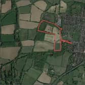 An aerial image over Ashington highlights the land subject to a planning consent being granted which Bellway intends to deliver new housing on