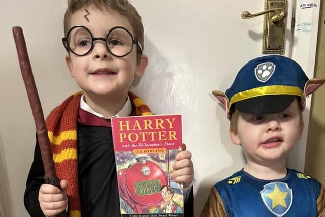 Tash Spencer sent in this picture of Arthur, five, as Harry Potter and William, two, as Chase
