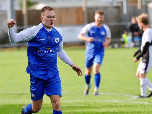 Action from Shoreham's 4-2 win at East Preston in division one of the Southern Combination League