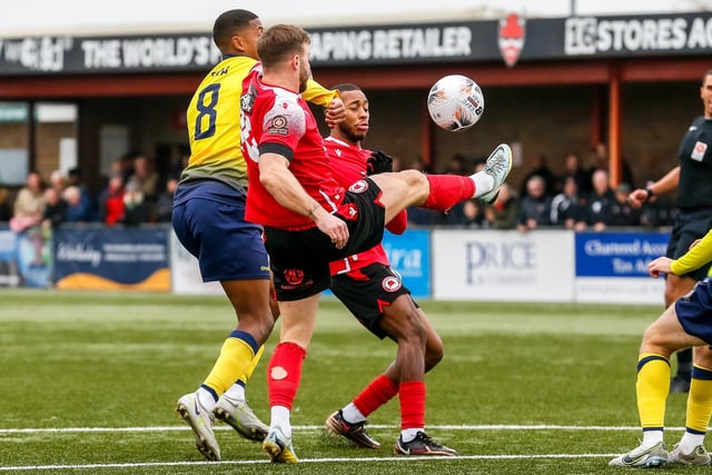 Action from Eastbourne Borough's 2-0 National League South win at home to Farnborough at Priory Lane