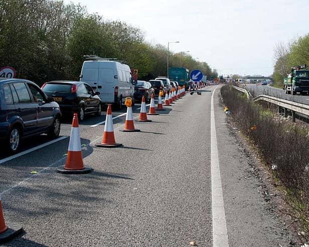 Traffic Jam on A27 roadworks in Sussex near Arundel. Artist (Photo by National Motor Museum/Heritage Images/Getty Images).