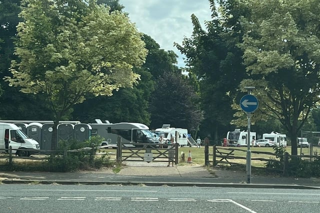 Travellers have set up camp in The Prebendal School field.
