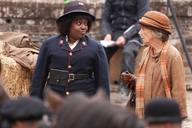 Lolly Adefope and Eileen Atkins filming in Arundel
