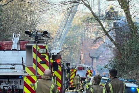 According to East Sussex Fire and Rescue Service, six crews were called around 12.30pm to Ebdens Hill in Westfield. The fire service said smoke and flames had been ‘seen in a roof’. Photo: Kate O'Hearn