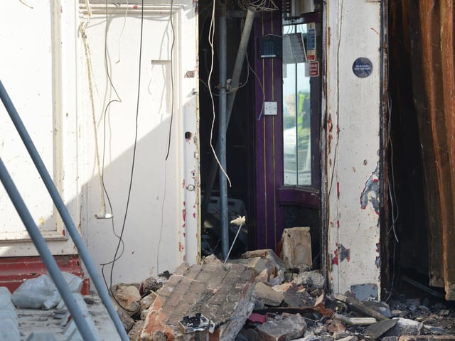 Demolition of former nightclub and amusement arcade in George Street, Hastings. Photo was taken on May 23 2023.