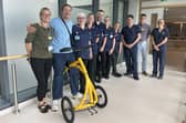 Noah Rees (second from left) returned to Royal Sussex County Hospital on September 14 to thank the UHSussex clinical teams who cared for him after his fall. Photo: University Hospitals Sussex NHS Foundation Trust