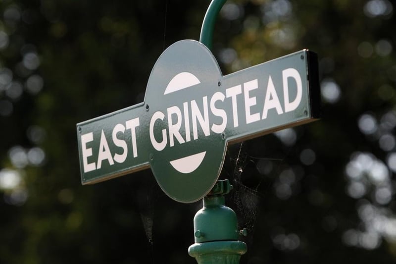 The sign at East Grinstead station on the Bluebell Railway