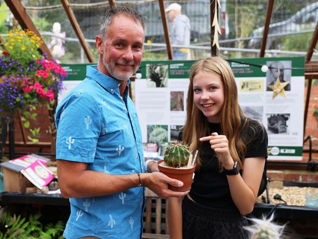Christian and Emilia Hamilton with one of their prickly plants.