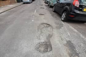 Potholes in Redoubt Road, Eastbourne