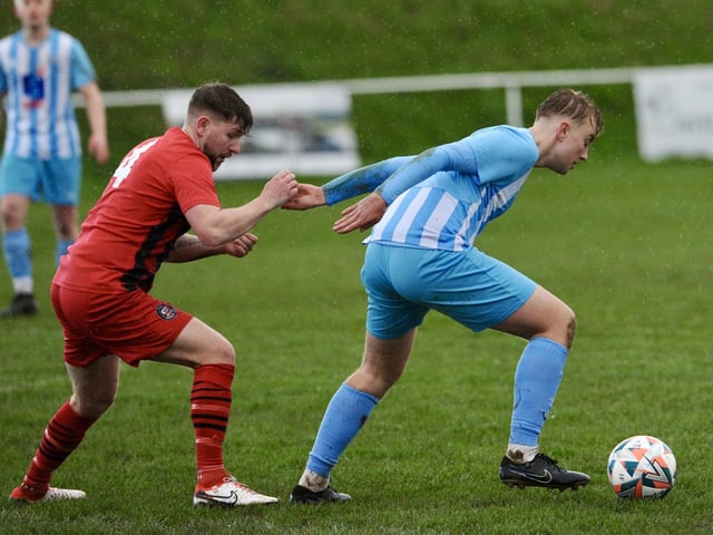 Action from Worthing United's 2-2 draw with Wick in the SCFL Division 1