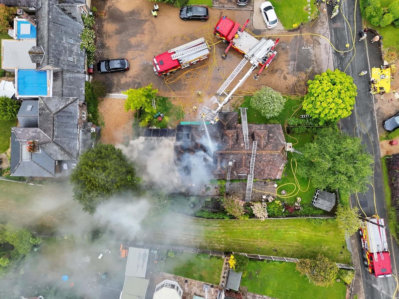 West Sussex Fire & Rescue Service were called to a house fire caused by a lightning strike in School Close, Fittleworth.