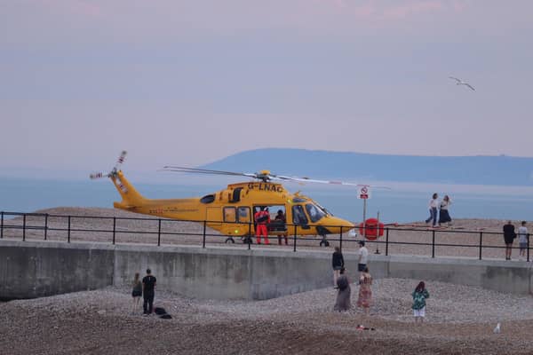 An air ambulance was called to an incident on Hastings Beach on Saturday (July 8). Picture: Freddie Edwardes