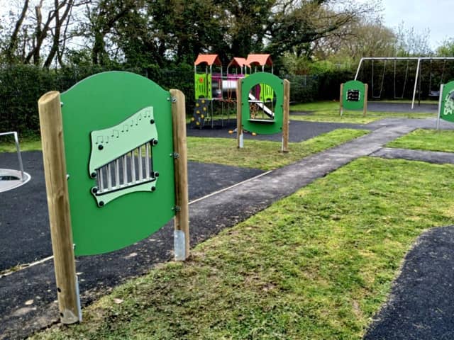 Recently installed activity panels at Battle Road play area