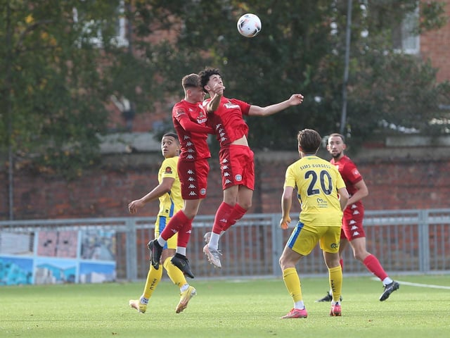 Action from Worthing FC's 1-1 draw with Taunton Town in National League South