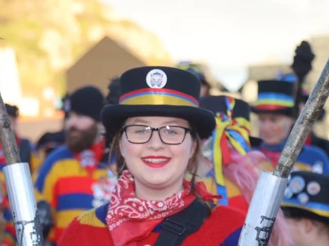 Willemina Hinton will be walking from Lewes to Hastings in her bonfire outfit