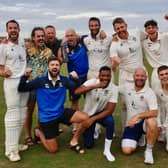Worthing CC celebrate the win that clinched promotion and the title | Picture: Stephen Goodger