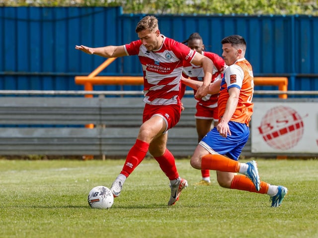 Action from Eastbourne Borough's final-day 3-2 win at Braintree - the Sports have stayed up with six points to spare