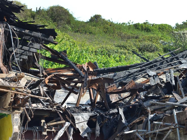 Demolition of former nightclub and amusement arcade in George Street, Hastings. Photo was taken on May 23 2023.