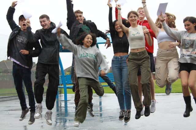 Worthing High School students celebrating their GCSE results