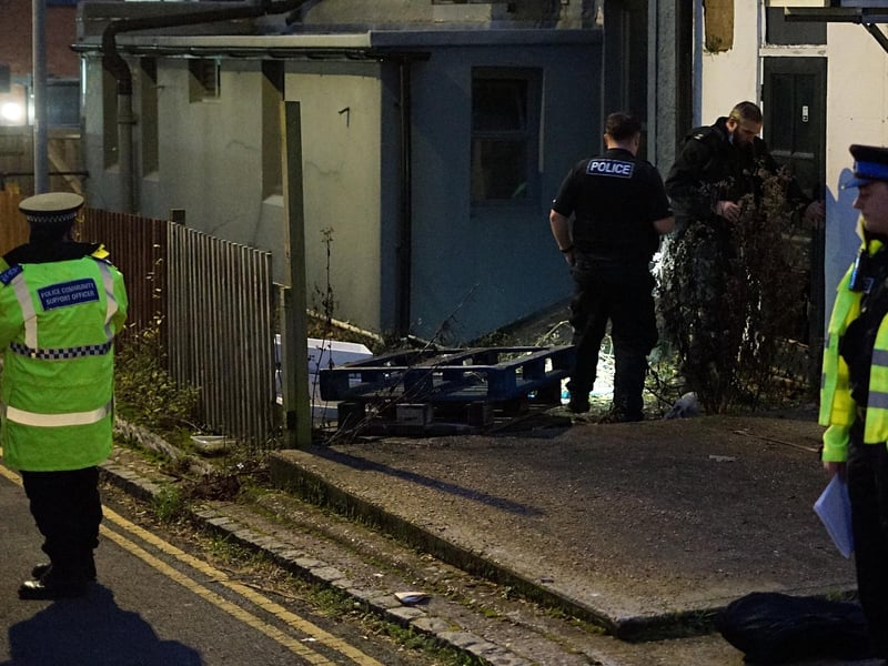 There was a police presence outside a closed pub in Polegate on Friday, December 15