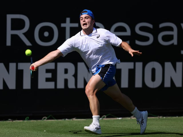 Arthur Fery of Great Britain in action during his mens singles qualifier against Yoshihito Nishioka of Japan on day one of the Rothesay International Eastbourne at Devonshire Park (Photo by Charlie Crowhurst/Getty Images for LTA) : Qualifiers at Eastbourne's Rothesay International