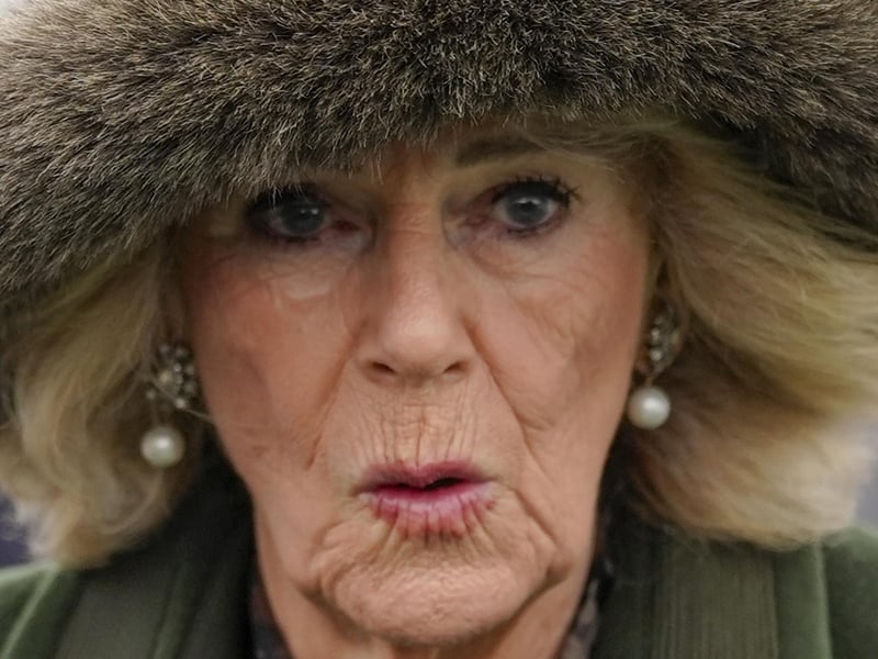 PLUMPTON, ENGLAND - FEBRUARY 23: Queen Camilla attends a chaity event at Plumpton Racecourse on February 23, 2026 in Plumpton, England. (Photo by Alan Crowhurst/Getty Images) : Queen Camilla watches The Johnnie Boden Backs Jamie's Farm Amateur Jockeys' Handicap Chase at Plumpton