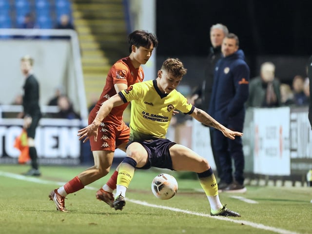 Action from Worthing's 1-0 win at Farnborough in the National League South