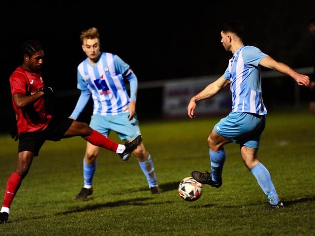 Action from Worthing United v Arundel in the SCFL Division 1
