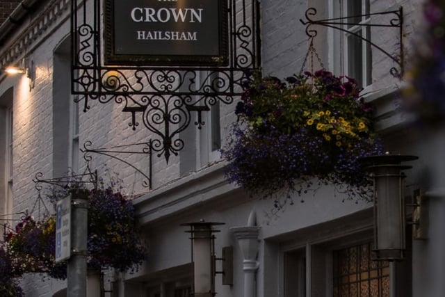 The Crown, All Saints Street, Hailsham. Set in the heart of the 'Old Town'  two local real ales plus up to nine quality craft beers alongside an award-winning food menu featuring locally sourced ingredients. The back bar hosts regular art exhibitions. The pub is family and dog friendly.