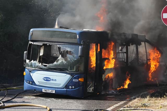 West Sussex Fire & Rescue Service were called to the bus fire at London Road, Ashington, on Saturday, August 13