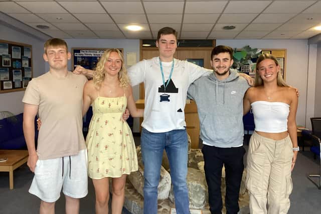 Students celebrate their A level and Vocational Examinations results at Holy Trinity Church of England School in Crawley