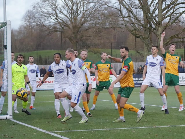 FA Trophy action between Horsham and AFC Totton