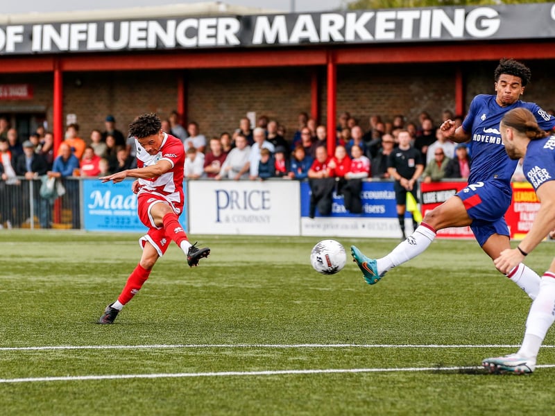 Images from Eastbourne Borough's 2023-24 season opener, a 1-0 National South home win over Hampton and Richmond