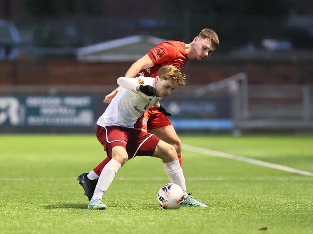 Action from Worthing FC's 3-1 home defeat to Chelmsford in the National League South at Woodside Road