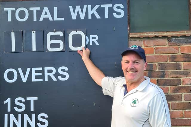 Steve Luckhurst on the day he broke Lancing Manor Cricket Club's wicket-taking record. Picture: submitted