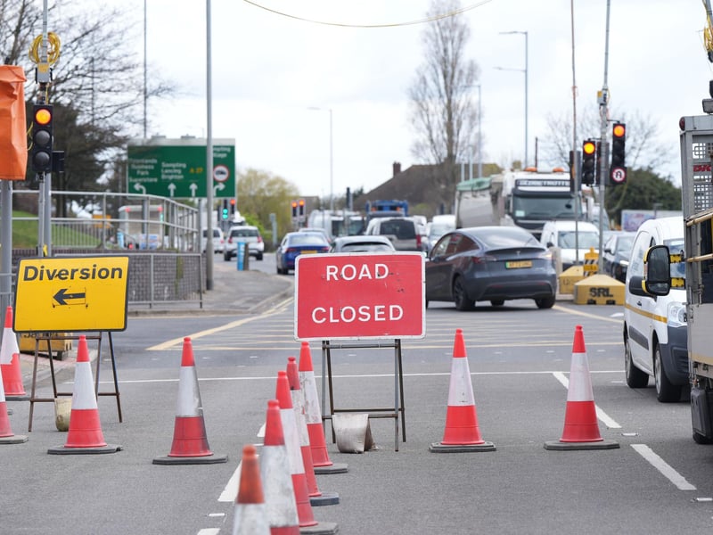 According to an eye-witness, power cables have fallen on the road and ‘everything going eastbound is being diverted through Sainsbury's'.