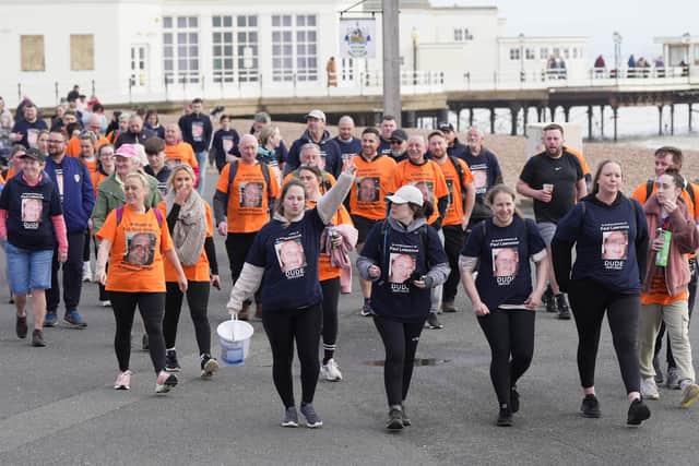 Friends, relatives and colleagues took part in a walk from Brighton to Littlehampton in Paul’s memory earlier this month. Photo: Eddie Mitchell