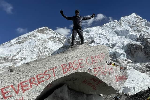 It took nine days for Simon Poland to reach Everest Camp 2, at the base of the Lhotse Face