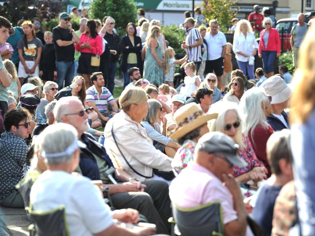 Crowds gather ahead of the Arundel RNLI Duck Race on Bank Holiday Monday.