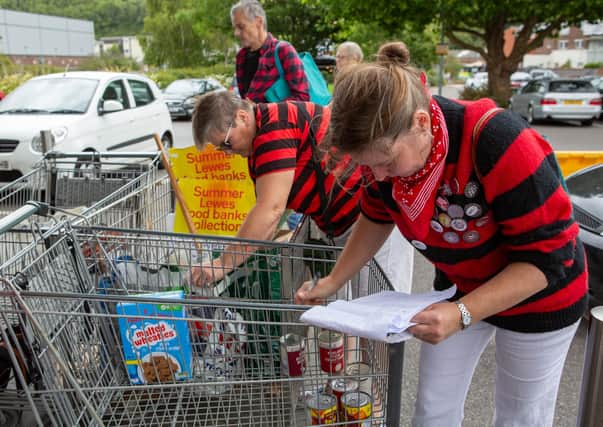 Volunteers from across East Sussex collected items of food and household goods outside a number of supermarkets for three Lewes food banks.
