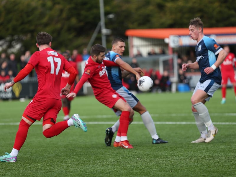 Action from Worthing's 6-4 win at home to Dover in National League South