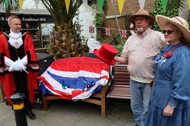 Unveiling of a memorial bench in memory of Ian Porter. Pic Kevin Boorman.